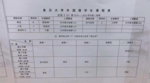 中国留学語学班最上クラス時間割表